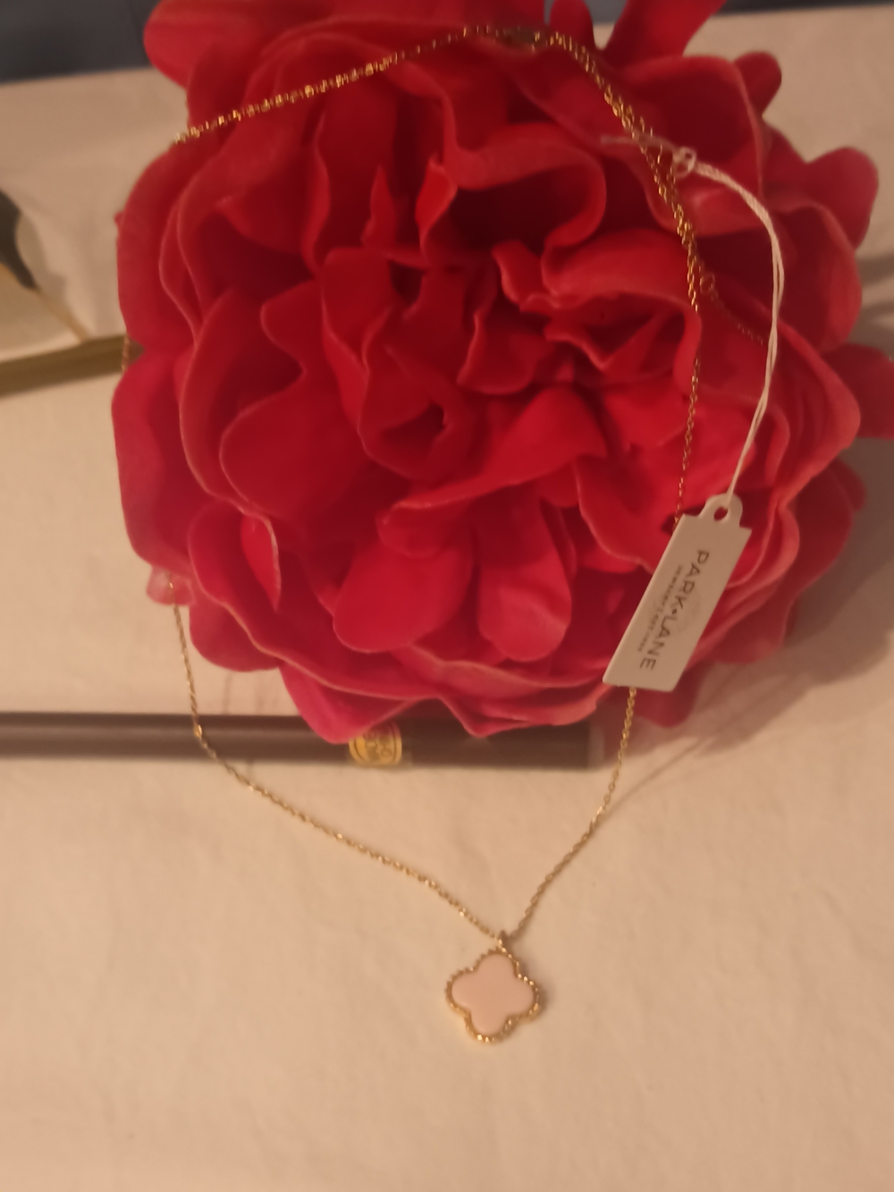 Park Lane Gold New Necklace Pink Clover Charm